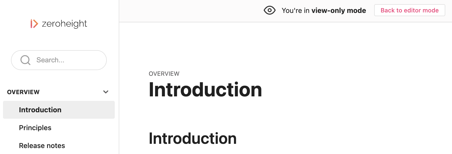 Sidebar landing page navigation in viewer mode