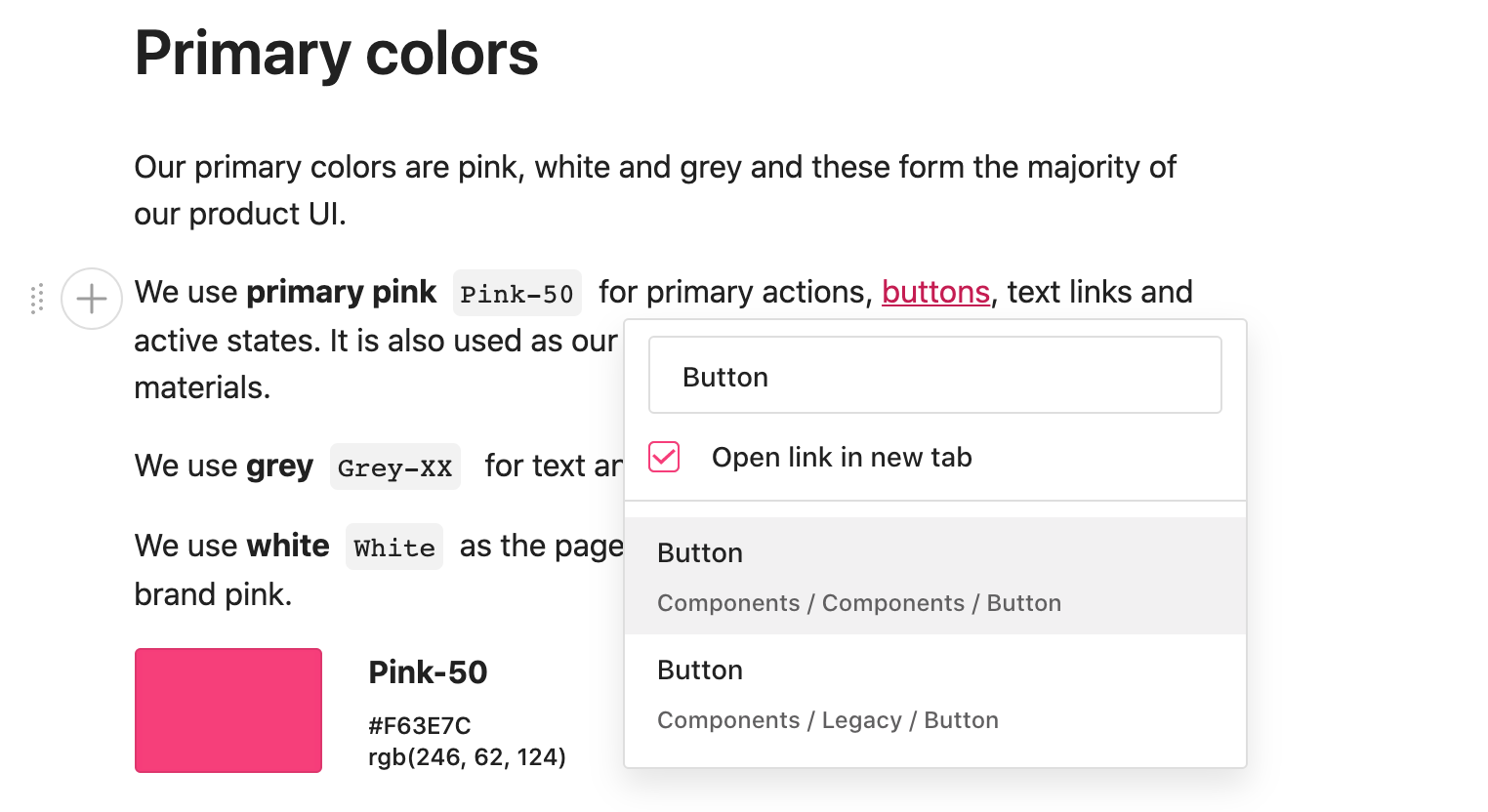Internal links example