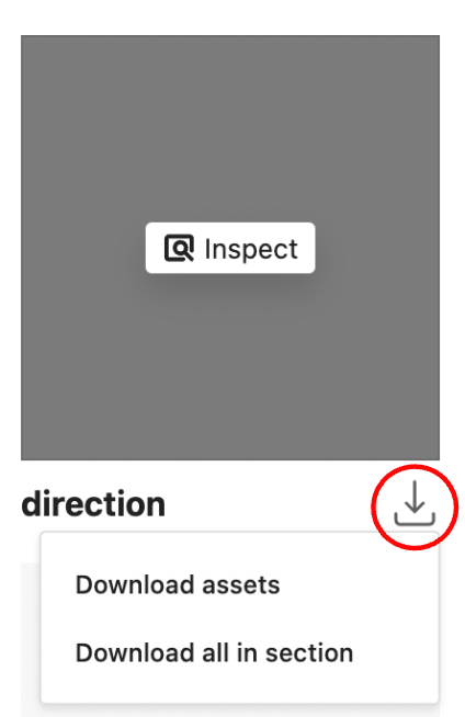 Red circle around the download symbol for an icon
