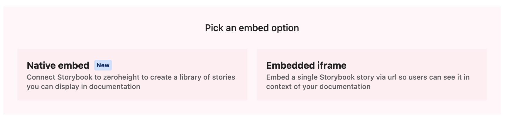 Native embed and embedded iframe options for Storybook
