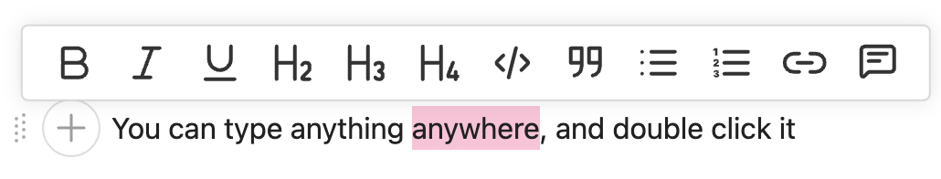 formatting toolbar pop up over highlighted text