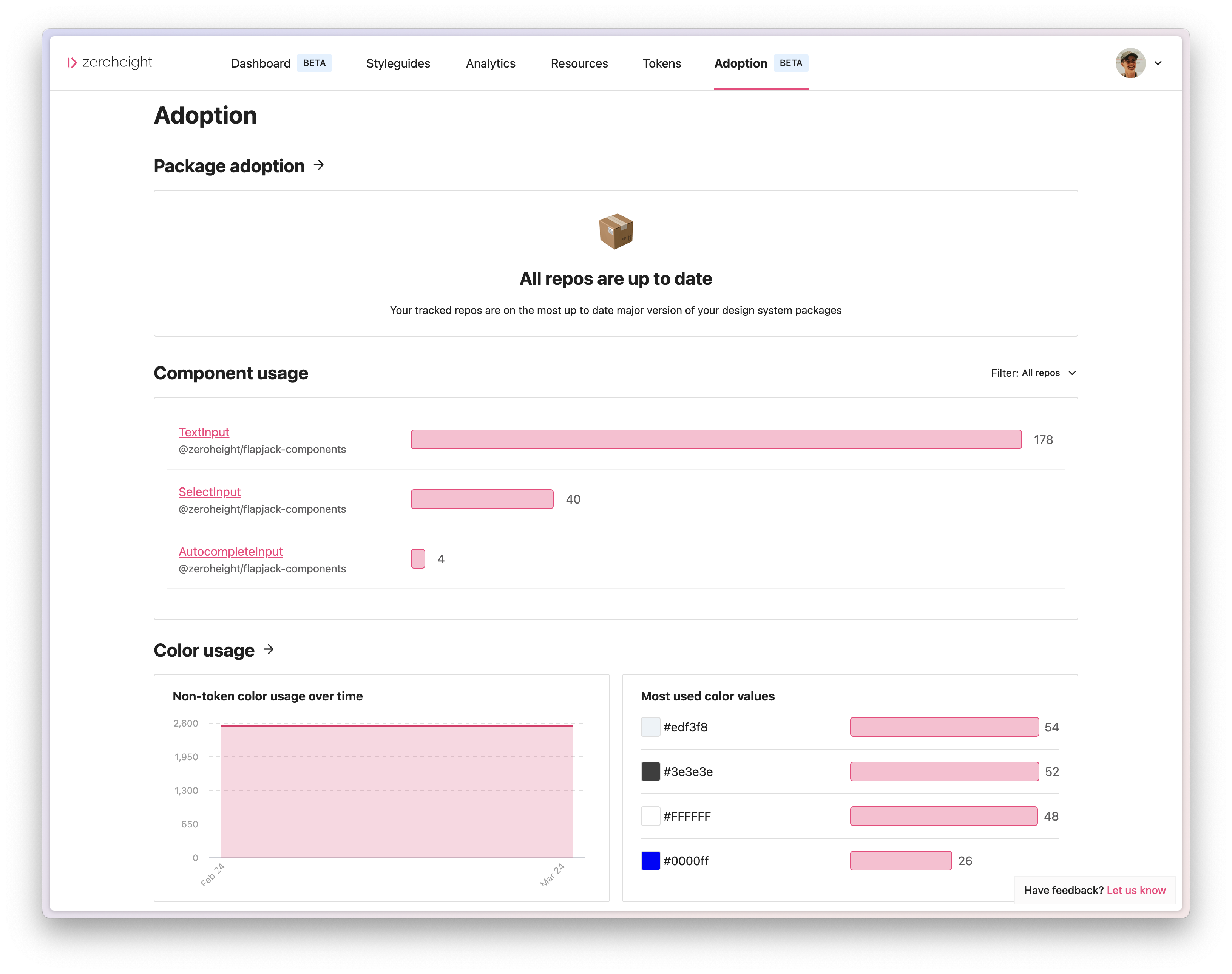 Adoption screen in zeroheight