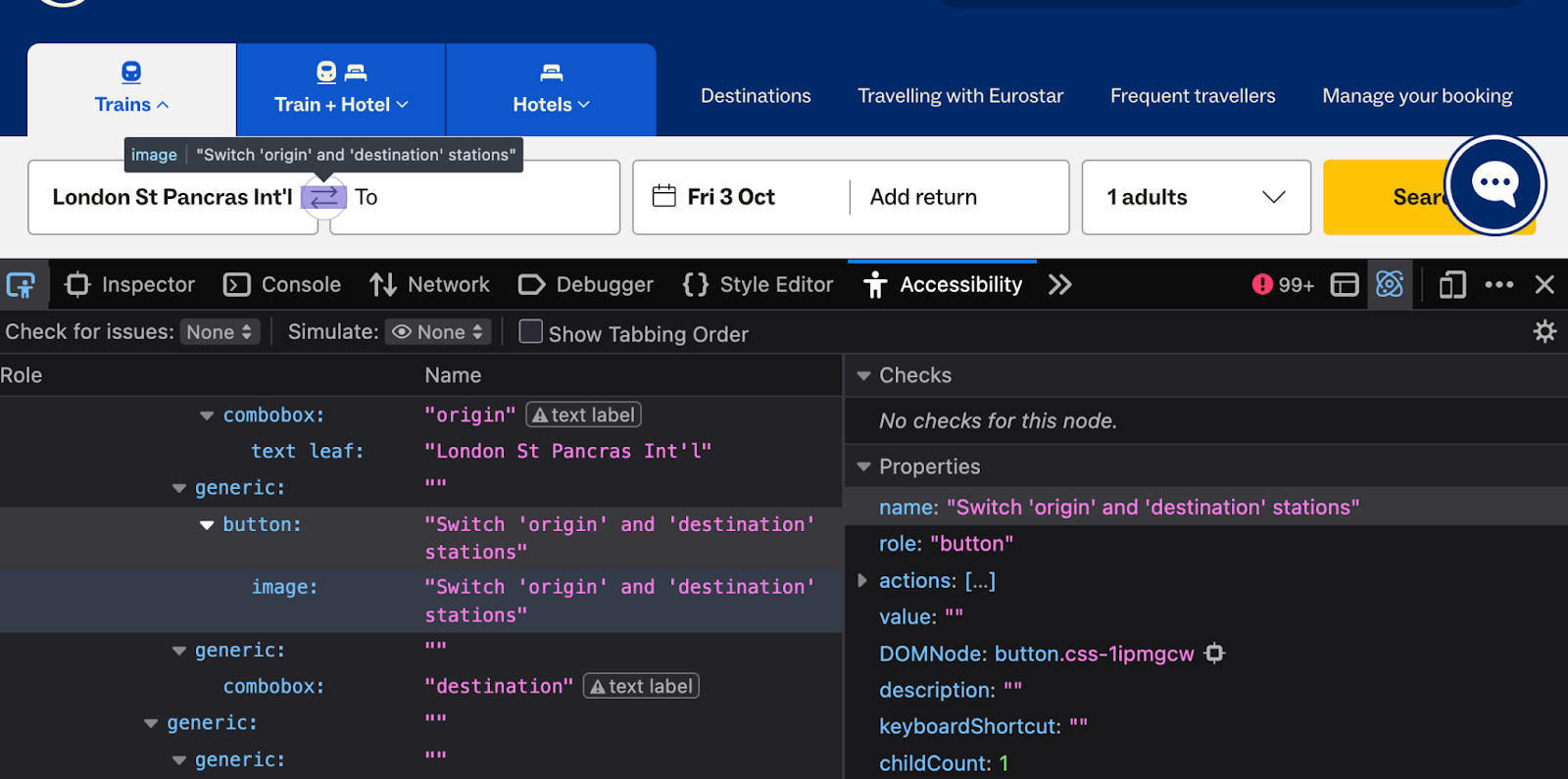 All browser developer tools allow you to view the information available in the accessibility tree.